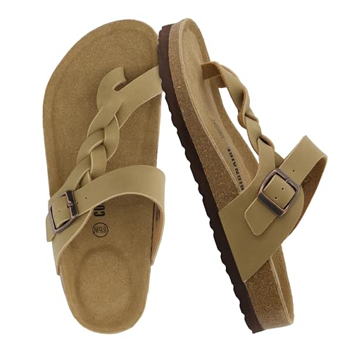 CUSHIONAIRE Libby Sandale für Damen mit Korkfußbett, +Komfort und Breiten Weiten erhältlich, Taupe 40 EUW von CUSHIONAIRE