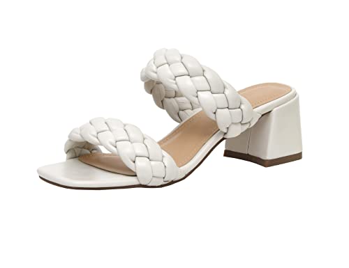 CUSHIONAIRE Onyx Damen-Sandale mit geflochtenem Absatz und Memory Foam, große Weiten erhältlich, Elfenbein, 41 EU von CUSHIONAIRE