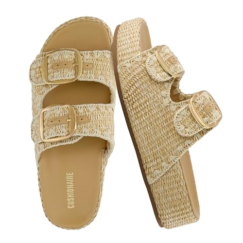 CUSHIONAIRE Panama Sandalen für Damen 2025 - Slip-On Casual Leichte Sommer Slides - Plateau-Sandalen Frauen Strandschuhe, Natürlich, 37.5 EU Weit CUSHIONAIRE Panama Sandalen für Damen 2025 - Slip-On Casual Leichte Sommer Slides - Plateau-Sandalen Frauen Strandschuhe, Natürlich, 37.5 EU Weit von CUSHIONAIRE