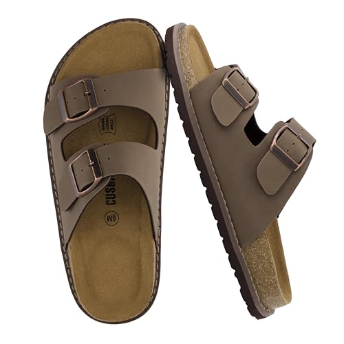 CUSHIONAIRE Plano Slip-On Sandalen für Damen 2025 mit Fußgewölbeunterstützung, verstellbaren Schnallenriemen und genähter Außensohle, lässige, flache Sommer-Sandalen für Damen, Braun, 37.5 EU Weit CUSHIONAIRE Plano Slip-On Sandalen für Damen 2025 mit Fußgewölbeunterstützung, verstellbaren Schnallenriemen und genähter Außensohle, lässige, flache Sommer-Sandalen für Damen, Braun, 37.5 EU Weit von CUSHIONAIRE