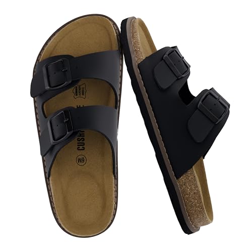 CUSHIONAIRE Plano Slip-On Sandalen für Damen 2025 mit Fußgewölbeunterstützung, verstellbaren Schnallenriemen und genähter Außensohle, lässige, flache Sommer-Sandalen für Damen, Schwarz Nappa, 38 EU CUSHIONAIRE Plano Slip-On Sandalen für Damen 2025 mit Fußgewölbeunterstützung, verstellbaren Schnallenriemen und genähter Außensohle, lässige, flache Sommer-Sandalen für Damen, Schwarz Nappa, 38 EU von CUSHIONAIRE