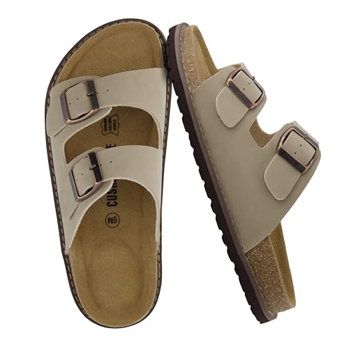 CUSHIONAIRE Plano Slip-On Sandalen für Damen 2025 mit Fußgewölbeunterstützung, verstellbaren Schnallenriemen und genähter Außensohle, lässige, flache Sommer-Sandalen für Damen, Stein, 38.5 EU CUSHIONAIRE Plano Slip-On Sandalen für Damen 2025 mit Fußgewölbeunterstützung, verstellbaren Schnallenriemen und genähter Außensohle, lässige, flache Sommer-Sandalen für Damen, Stein, 38.5 EU von CUSHIONAIRE