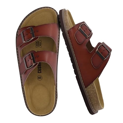CUSHIONAIRE Plano Slip-On Sandalen für Damen 2025 mit Fußgewölbeunterstützung, verstellbaren Schnallenriemen und genähter Außensohle, lässige, flache Sommer-Sandalen für Damen, Whiskey Nappa, 39 EU CUSHIONAIRE Plano Slip-On Sandalen für Damen 2025 mit Fußgewölbeunterstützung, verstellbaren Schnallenriemen und genähter Außensohle, lässige, flache Sommer-Sandalen für Damen, Whiskey Nappa, 39 EU von CUSHIONAIRE