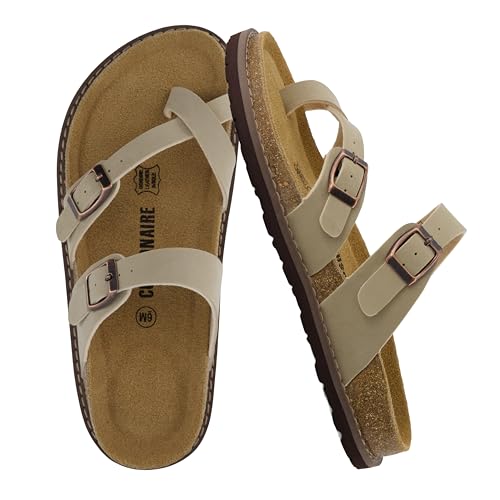 CUSHIONAIRE Pluto Kork-Fußbett-Sommer-Sandalen für Damen 2025, bequeme Slides mit verstellbaren Schnallen, Zehenschlaufe und genähtem Design, stilvolle Slip-On-Damenschuhe, Stein, 38.5 EU CUSHIONAIRE Pluto Kork-Fußbett-Sommer-Sandalen für Damen 2025, bequeme Slides mit verstellbaren Schnallen, Zehenschlaufe und genähtem Design, stilvolle Slip-On-Damenschuhe, Stein, 38.5 EU von CUSHIONAIRE