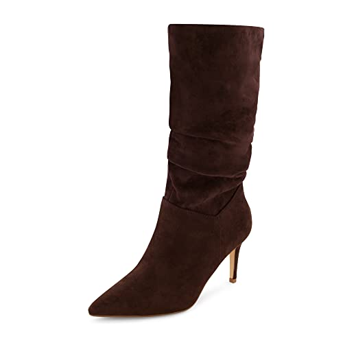CUSHIONAIRE Porsha Stiefel mit Scrunch-Absatz für Damen mit Memory Foam, große Weiten erhältlich, Schokolade, 39 EU von CUSHIONAIRE