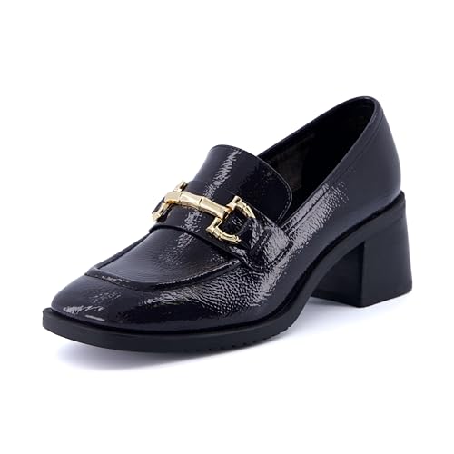 CUSHIONAIRE Royal Damen-Loafer mit Blockabsatz und Memory-Schaum, breite Breiten erhältlich, Dunkelgrau, 40.5 EU von CUSHIONAIRE
