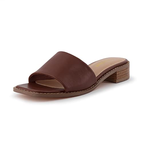 CUSHIONAIRE Sage Slide-Sandalen für Damen mit niedrigem Blockabsatz + Memory Foam und Breiten Weiten erhältlich, Cognac 38 EU von CUSHIONAIRE