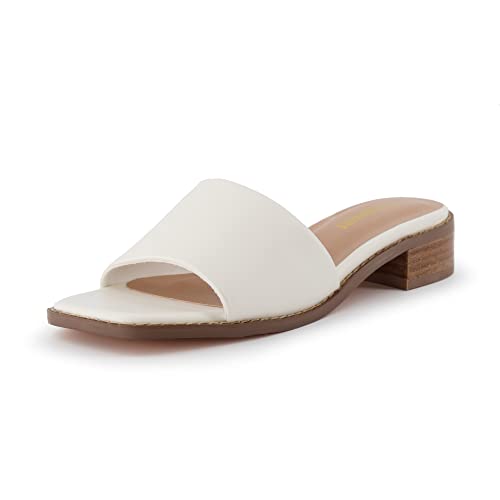 CUSHIONAIRE Sage Slide-Sandalen für Damen mit niedrigem Blockabsatz + Memory Foam und Breiten Weiten erhältlich, Weiß 41 EU von CUSHIONAIRE