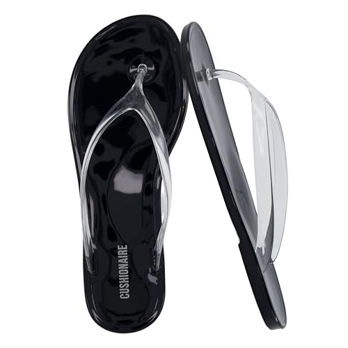 CUSHIONAIRE Splash Jelly Flip Flops für Damen mit flexibler Sohle, weiches Fußbett, Sommersandalen für Damen, Schwarz, 41 EU von CUSHIONAIRE