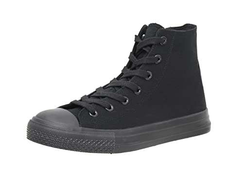 CUSHIONAIRE Vance High Top Canvas Sneaker für Damen + Memory Foam und funktioneller Reißverschluss, Schwarz/Schwarz 38 EU von CUSHIONAIRE