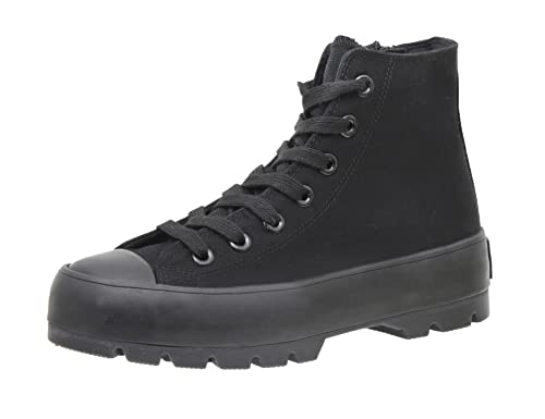 CUSHIONAIRE Vespa High Top Canvas Sneaker für Damen + Memory Foam und seitlichem Reißverschluss, Schwarz/Schwarz 39 EU von CUSHIONAIRE