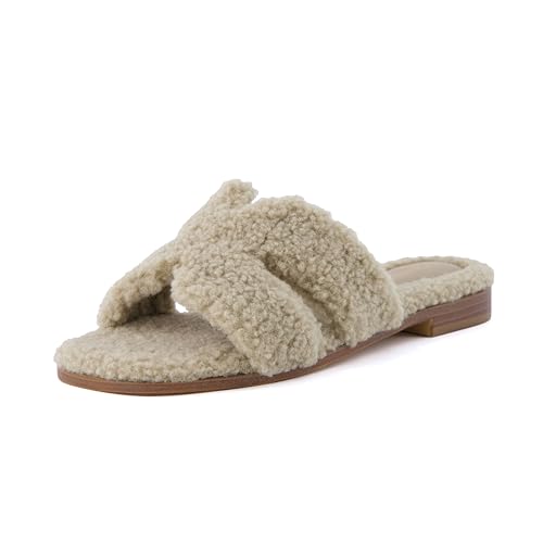 CUSHIONAIRE Visa Cozy Slide Sandale für Damen + Memory Foam, große Weiten erhältlich, Taupe 38 EU von CUSHIONAIRE