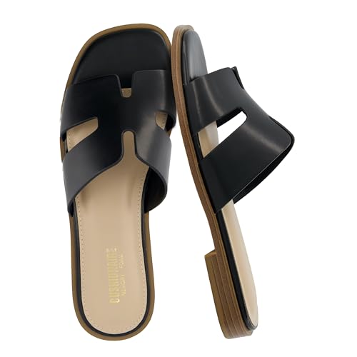 CUSHIONAIRE Voyage Slide Sandale für Damen + Memory Foam, große Weiten erhältlich, Schwarz, 40 EU von CUSHIONAIRE