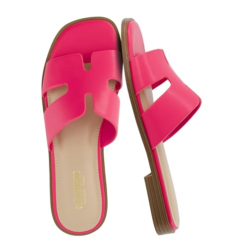 CUSHIONAIRE Voyage Slide-Sandale für Damen + Memory Foam, große Weiten erhältlich, Fuchsia, 38 EU von CUSHIONAIRE