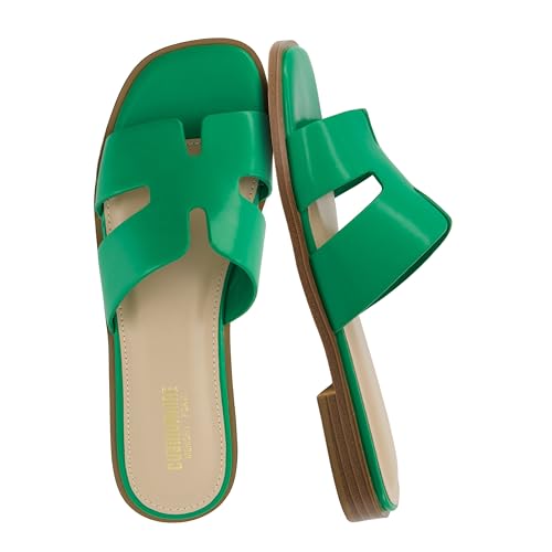 CUSHIONAIRE Voyage Slide-Sandale für Damen + Memory Foam, große Weiten erhältlich, Kelly Green, 38 EU von CUSHIONAIRE