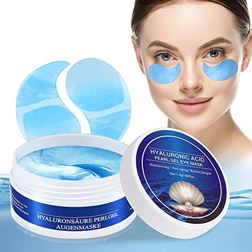 Augenpads Eye Mask Hyaluronsäure Collagen - gegen Augenringe Tränensäcke Falten Dunkle Kreise & Puffiness, Eye Patch Hydrogel, Anti Aging Augen Pads mit Kühlend Feuchtigkeit 60pcs von CUSMAY
