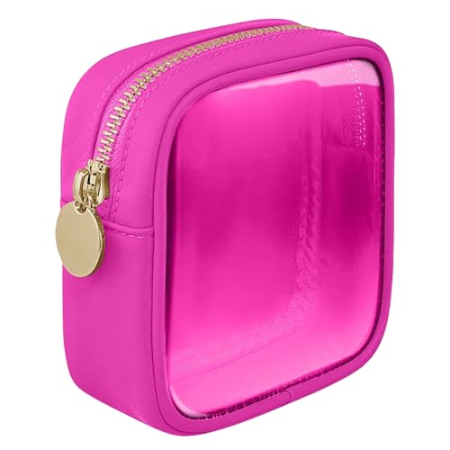 Kleine Make-up-Tasche, tragbare Kosmetiktasche, transparenter Reise-Make-up-Koffer, Organizer für Frauen, leicht, wasserdicht, Kulturbeutel für Mädchen, tragbare Make-up-Tasche mit Reißverschluss, rot von CUSROS