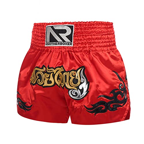 CUSROS Muay Thai Boxen, Kampf-Shorts, Sportbekleidung, Training, Wettkampf, atmungsaktiv, Muay-Thai-Seil-Design, Kampfsport, Kickbox-Shorts, Kleidung, Rot, L, L von CUSROS