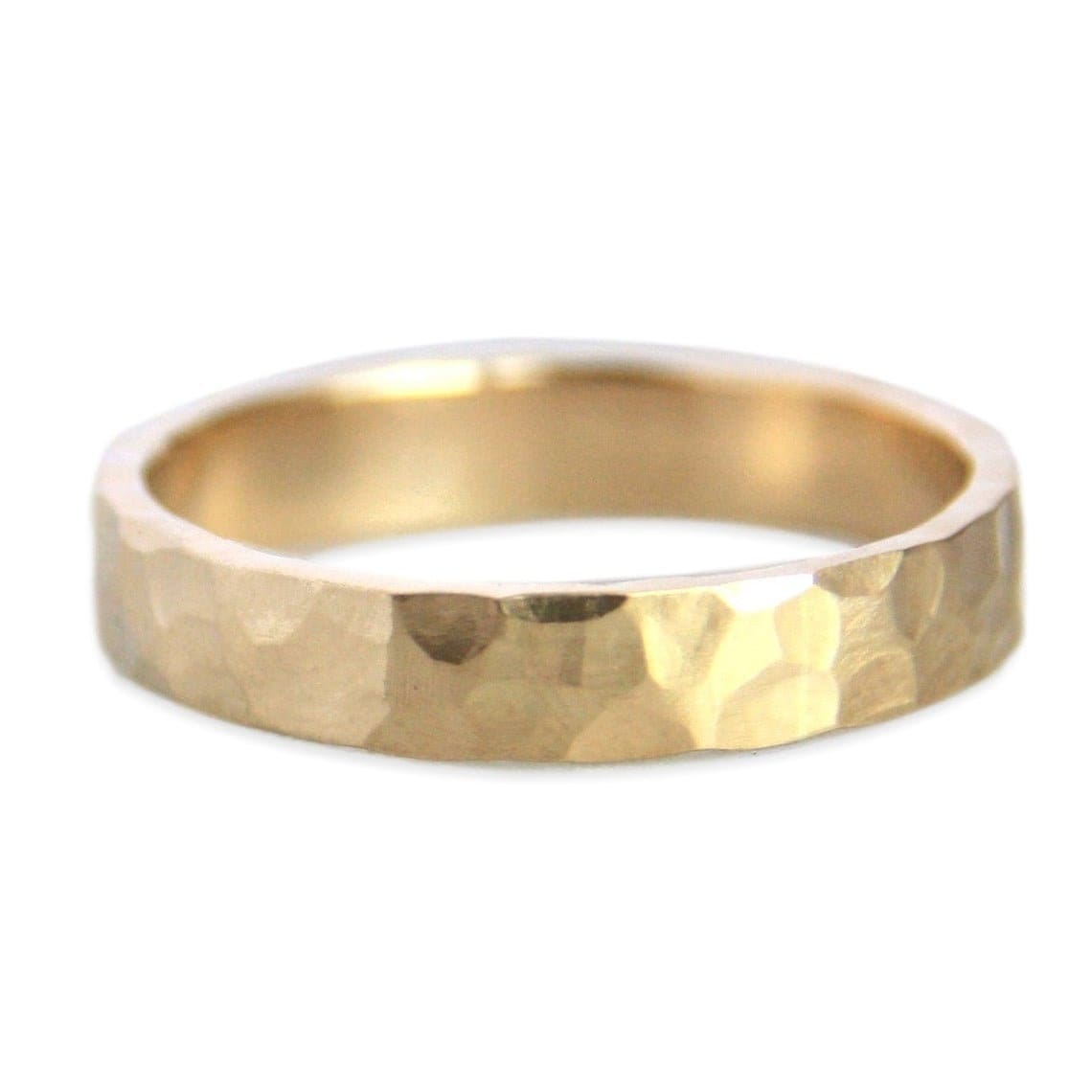 14K Gold Gehämmerter Strukturring/Ehering Für Männer 5mm Breiter - Schlichter Goldring Jeden Tag von CUSTOMFINEJEWELRYNYC