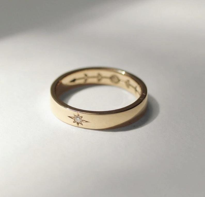 14K Gold Paar Ringe/Gravur Eheringe Ehering Für Solid Ring von CUSTOMFINEJEWELRYNYC