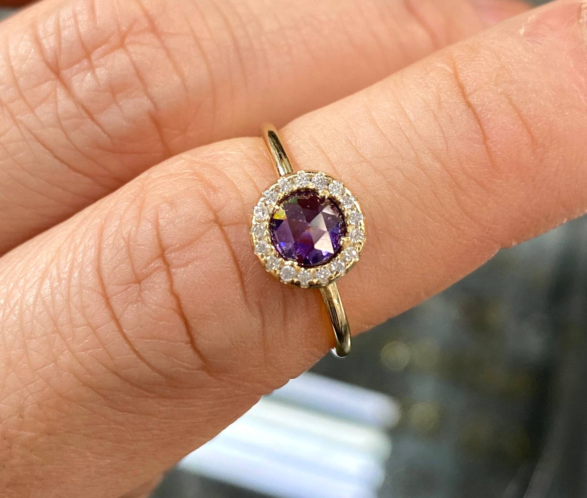 Amethyst Diamant Ring/Naturstein 14K Gold von CUSTOMFINEJEWELRYNYC