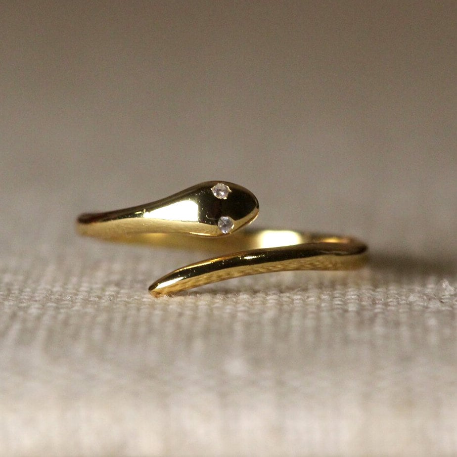 Diamond Eyes Schlangenring/Handgemachter Ring 14K 18K Gelbgold Handmade in Nyc Diamond Eyes Schlangenring/Handgemachter Ring 14K 18K Gelbgold Handmade in Nyc von shinystonelovejewel