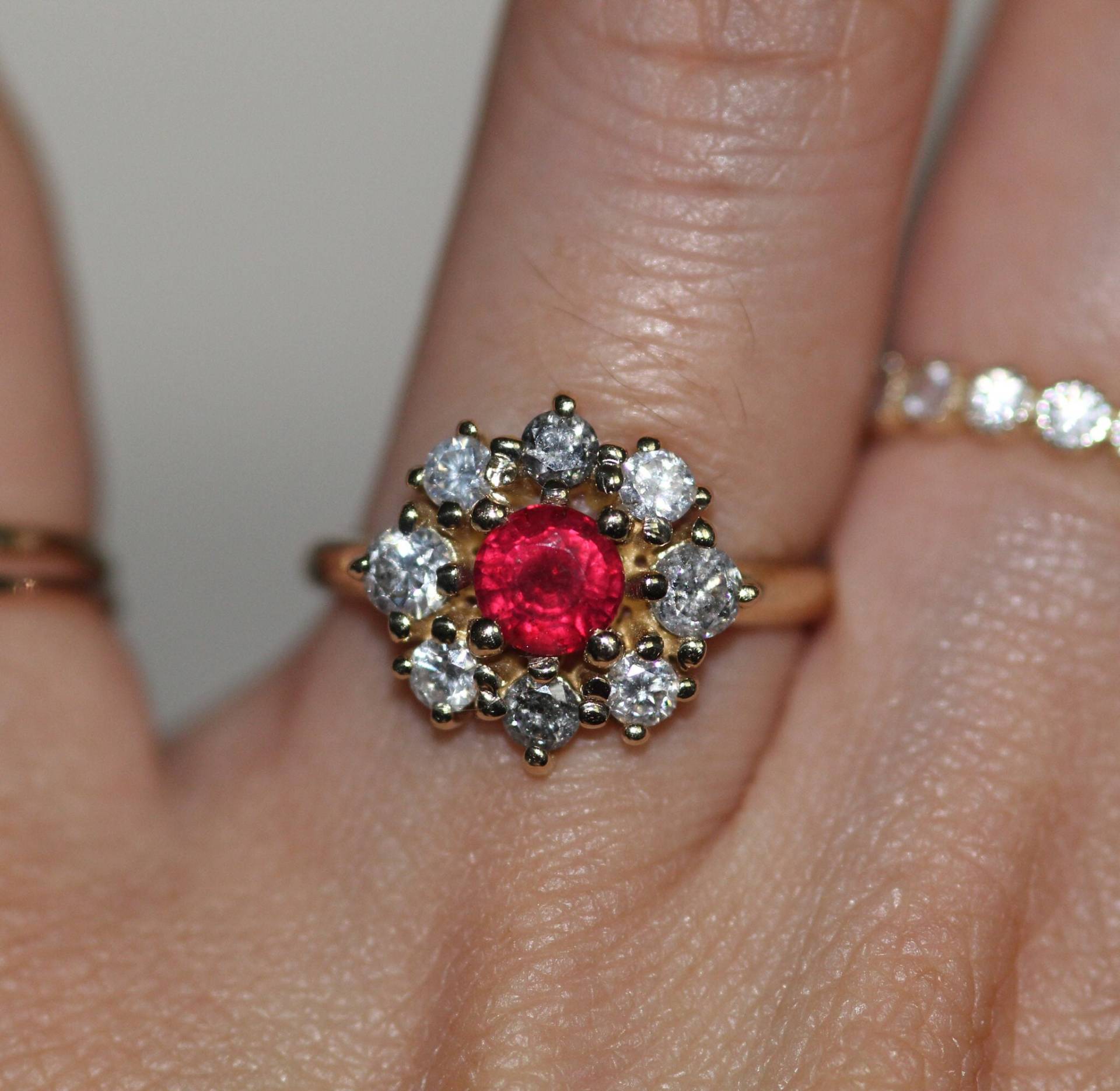 Einzigartiges Design Diamant Verlobungsring/Rubin Salz Und Pfeffer Rose Schliff 14K Gold von CUSTOMFINEJEWELRYNYC