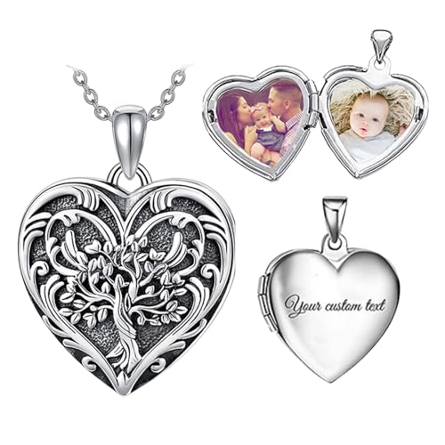 CUSTOMRUNNER Halskette mit Anhänger – Personalisierte 925er Silber Herz Medaillon Halskette mit Foto & Gravur – Frauen & Mädchen als Hochzeits-, Geburtstags- oder Abschluss-Geschenk von CUSTOMRUNNER