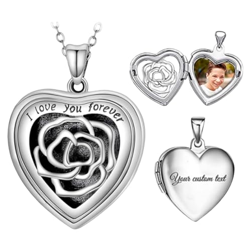 CUSTOMRUNNER Personalisierte 925 Sterling Silber Ketten – Foto Halskette mit Gravur, 45 Cm Kettenlänge – Romantisches Geschenk Zum Geburtstag Oder Weihnachten für Freundin, Ehefrau, Mama & Oma CUSTOMRUNNER Personalisierte 925 Sterling Silber Ketten – Foto Halskette mit Gravur, 45 Cm Kettenlänge – Romantisches Geschenk Zum Geburtstag Oder Weihnachten für Freundin, Ehefrau, Mama & Oma von CUSTOMRUNNER