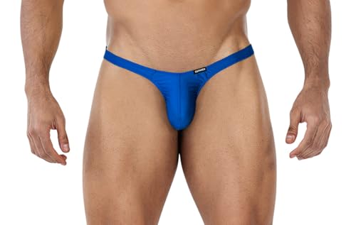 CUT4MEN Dessous Blauer Männer Thong String Brazilian Blickdicht elastisch Slip mit geformten Suspensorium L von CUT4MEN Dessous