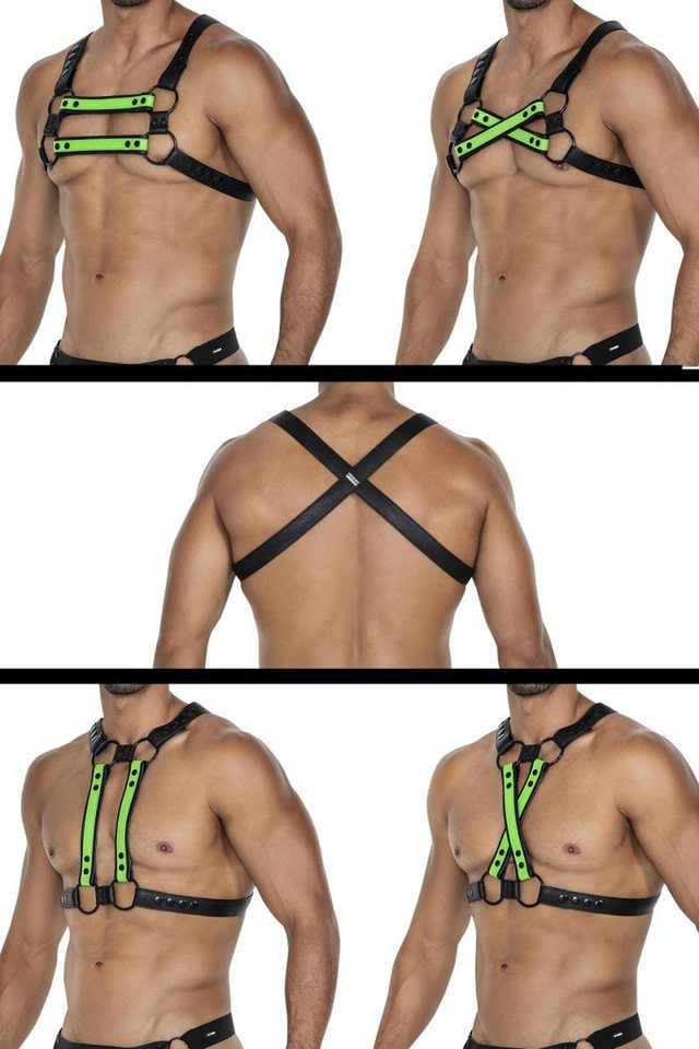 CUT4MEN Body Body Harness in schwarz/neongrün - One Size von CUT4MEN