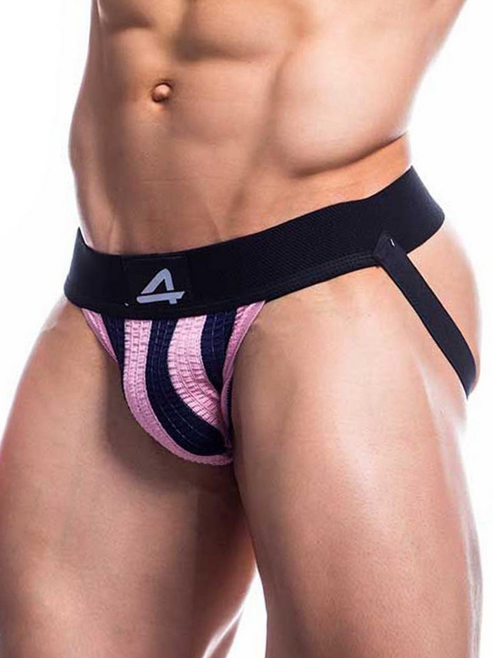 CUT4MEN String C4M Jockstrap Stripe Pink L von CUT4MEN