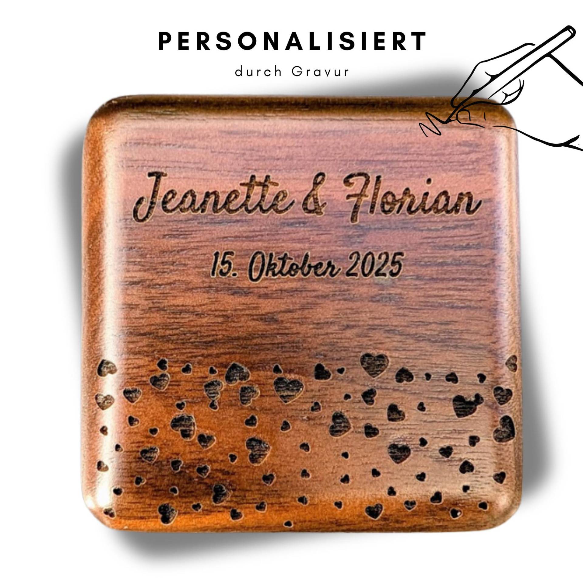 Ringbox Hochzeit Personalisiert Aus Holz Mit Gravur - Ringschatulle Für Trauringe, Hochzeitsgeschenk Brautpaar, Hochwertig Namen von CUTEGeschenke