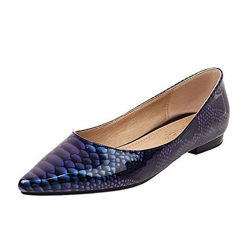 CUTEHEELS Bequeme Flache Schuhe zum Hineinschlüpfen mit Spitzer Zehenpartie für Damen (Blau, 42) von CUTEHEELS