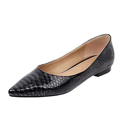 CUTEHEELS Bequeme Flache Schuhe zum Hineinschlüpfen mit Spitzer Zehenpartie für Damen (Schwarz, 37) von CUTEHEELS