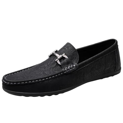 CUTEHEELS Business-Casual-Slip-On-Loafer – Bequeme Sohlen, Geeignet für Büro/Fahren | Exquisite Metallverzierungen (Schwarz, 39 EU) von CUTEHEELS