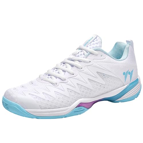 CUTEHEELS Carbon-Platten Hallenschuhe - Atmungsaktive Badminton & Tennisschuhe mit TPU-Verstärkung (Weiß-Blau, 40 EU) von CUTEHEELS
