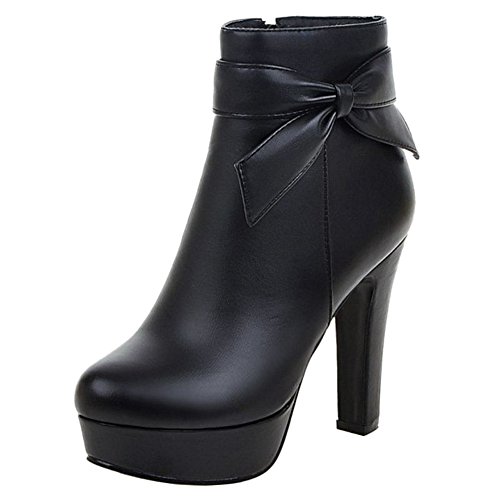 CUTEHEELS Damen Blockabsatz Stiefeletten (Schwarz, 39 EU) von CUTEHEELS