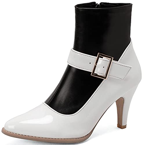 CUTEHEELS Damen Casual Frühling/Herbst Spitze Zehe Stiefeletten mit Kätzchen Absatz (Schwarz Schaft, 42) von CUTEHEELS