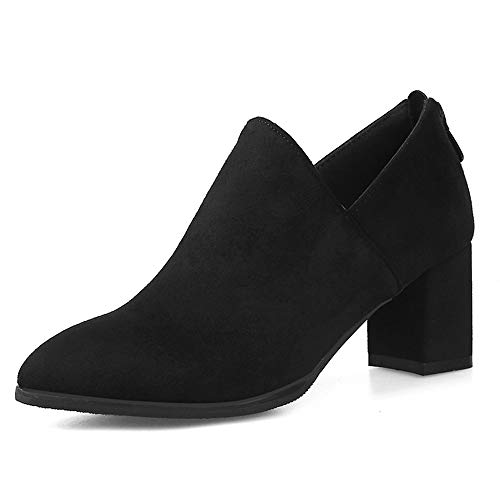CUTEHEELS Damen Elegant Reißverschluss Blockabsatz Pumps (Schwarz, 40 EU) von CUTEHEELS