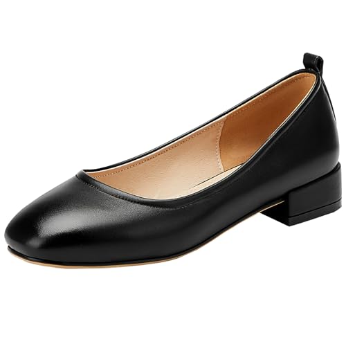CUTEHEELS Damen Elegante Pumps mit Niedrigen, Klobigen Absätzen und Runden Zehen - Zwei Tragemöglichkeiten (Schwarz, 34) von CUTEHEELS