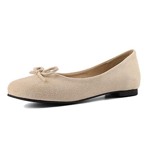 CUTEHEELS Damen Bequeme Flache Slip-On Ballerinas mit Schleife Freizeitschuhe Für Büro Alltag (Matt Nude,47) von CUTEHEELS