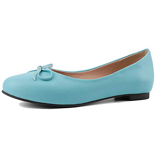 CUTEHEELS Damen Flats Bequeme Ballerinas(PU Blau,40) von CUTEHEELS