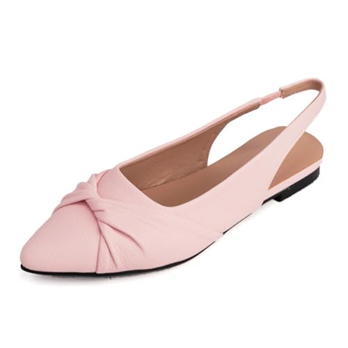 CUTEHEELS Damen Freizeit Sandaletten Flach Absatz | Spitzem Slingback | Büro, Spaziergang, Alltag (Hellrosa, 32 EU) von CUTEHEELS