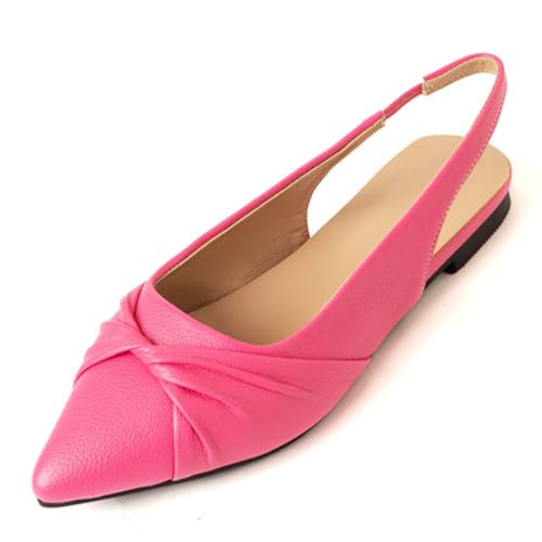 CUTEHEELS Damen Freizeit Sandaletten Flach Absatz | Spitzem Slingback | Büro, Spaziergang, Alltag (Rosenrot, 43 EU) von CUTEHEELS