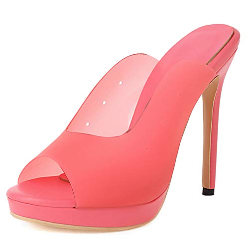 CUTEHEELS Damen High Heel Slipper mit 5 Farben zur Auswahl(Rot,46) von CUTEHEELS