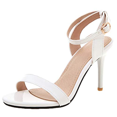 CUTEHEELS Damen Mode Zehe öffnen Sandalen mit Absatz (Weiß, 45 EU) von CUTEHEELS