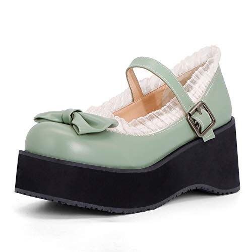 CUTEHEELS Damen Plateauschuhe Gothic Style Damen Schuhe(Grün,38) von CUTEHEELS