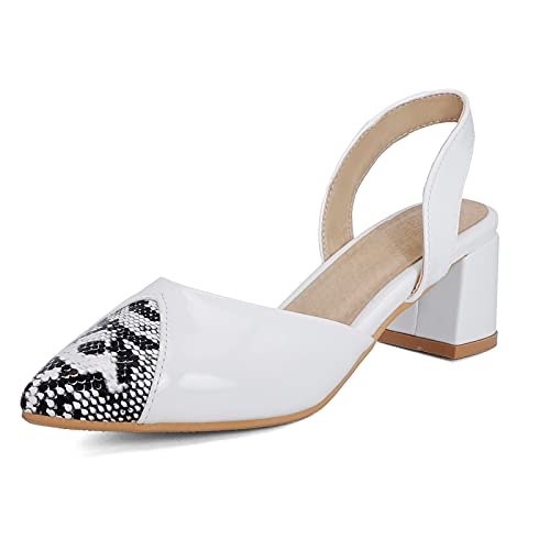 CUTEHEELS Damen Pumps mit Spitzem Absatz und Blockabsatz(Weiß,38) von CUTEHEELS