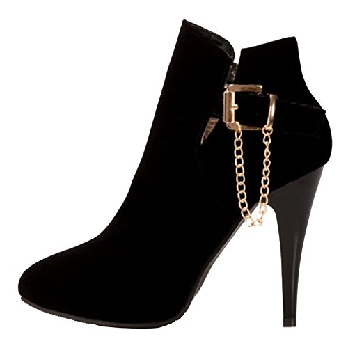 CUTEHEELS Damen Reißverschluss Stiefeletten （Schwarz, 37 EU von CUTEHEELS